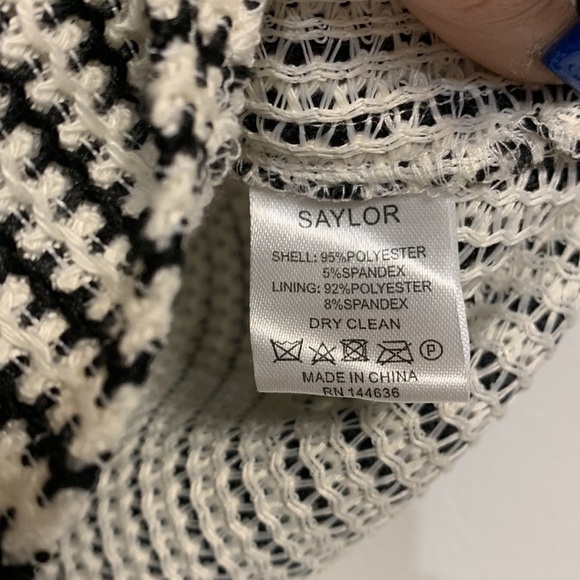 SAYLOR VERNA STRIPE CROCHET KNIT SHORT SET BLACK WHITE SMALL - Picture 6 of 11